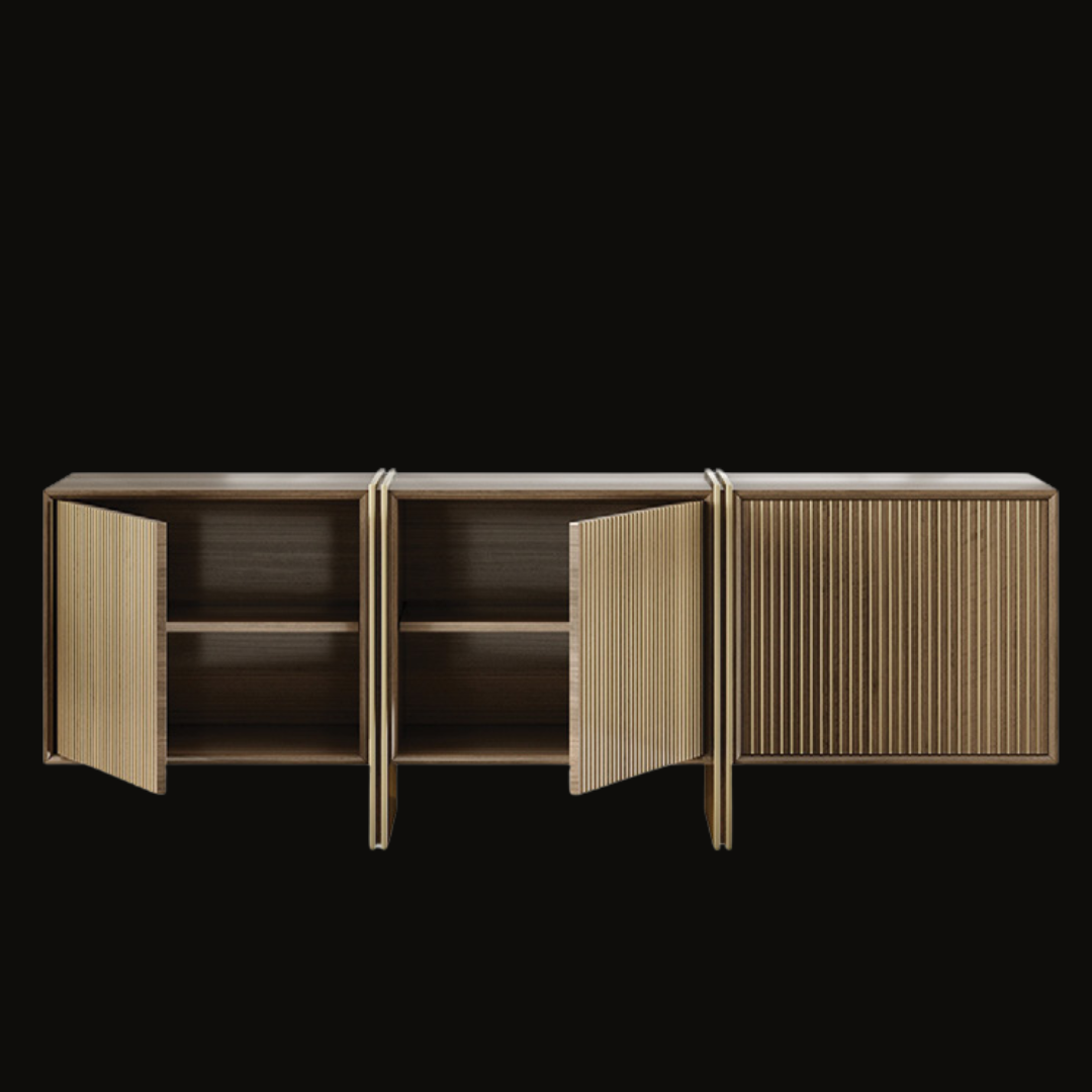 Modern Ribbed Buffet Cabinet – Elegant Storage Solution with Textured Design - Provance Decoration