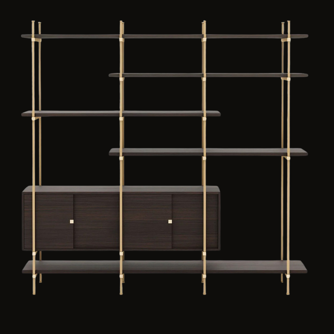 Modern Stainless Steel and Wood Shelving Unit – WSU-024 - Provance Decoration