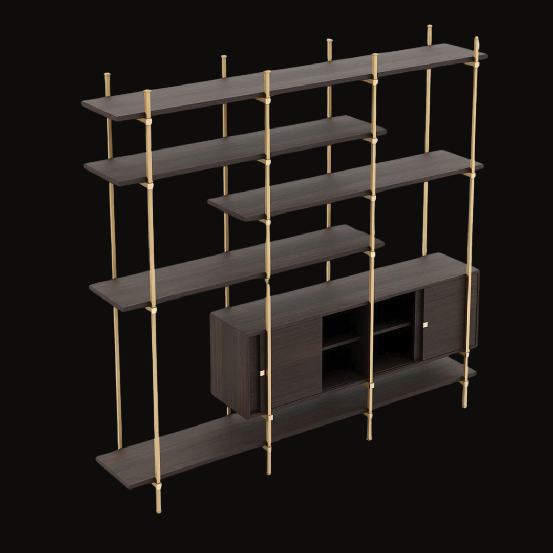 Modern Stainless Steel and Wood Shelving Unit – WSU-024 - Provance Decoration