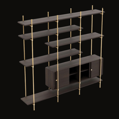 Modern Stainless Steel and Wood Shelving Unit – WSU-024 - Provance Decoration