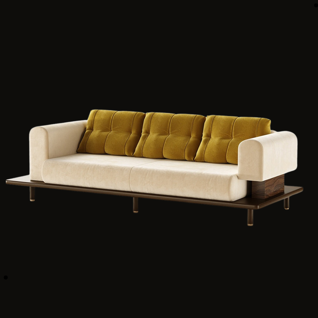 Modern Tufted Velvet Sofa with Wooden Base | Provance - Provance Decoration