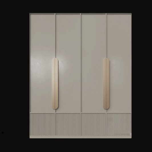 Modern Minimalist Wardrobe with Beige Finish and Vertical Handles - Handcrafted Contemporary Closet