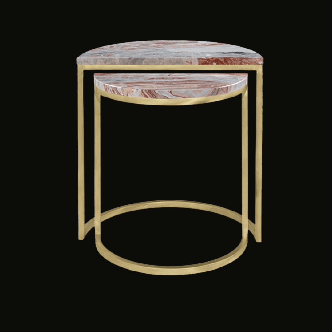 Stainless Steel and Marble Side Table Set - Provance Decoration