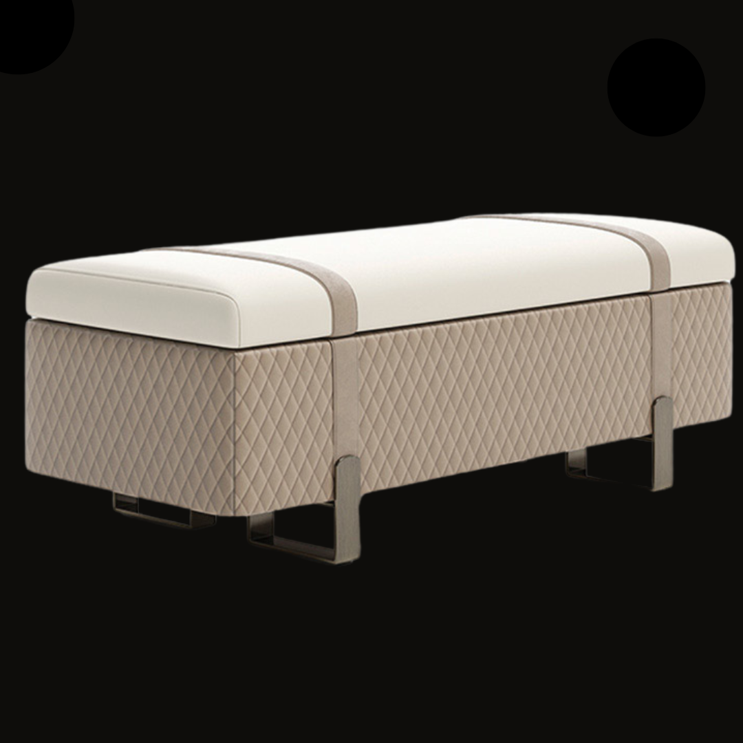 Quilted Upholstered Bench with Leather Accents - Luxury Seating for Modern Interiors