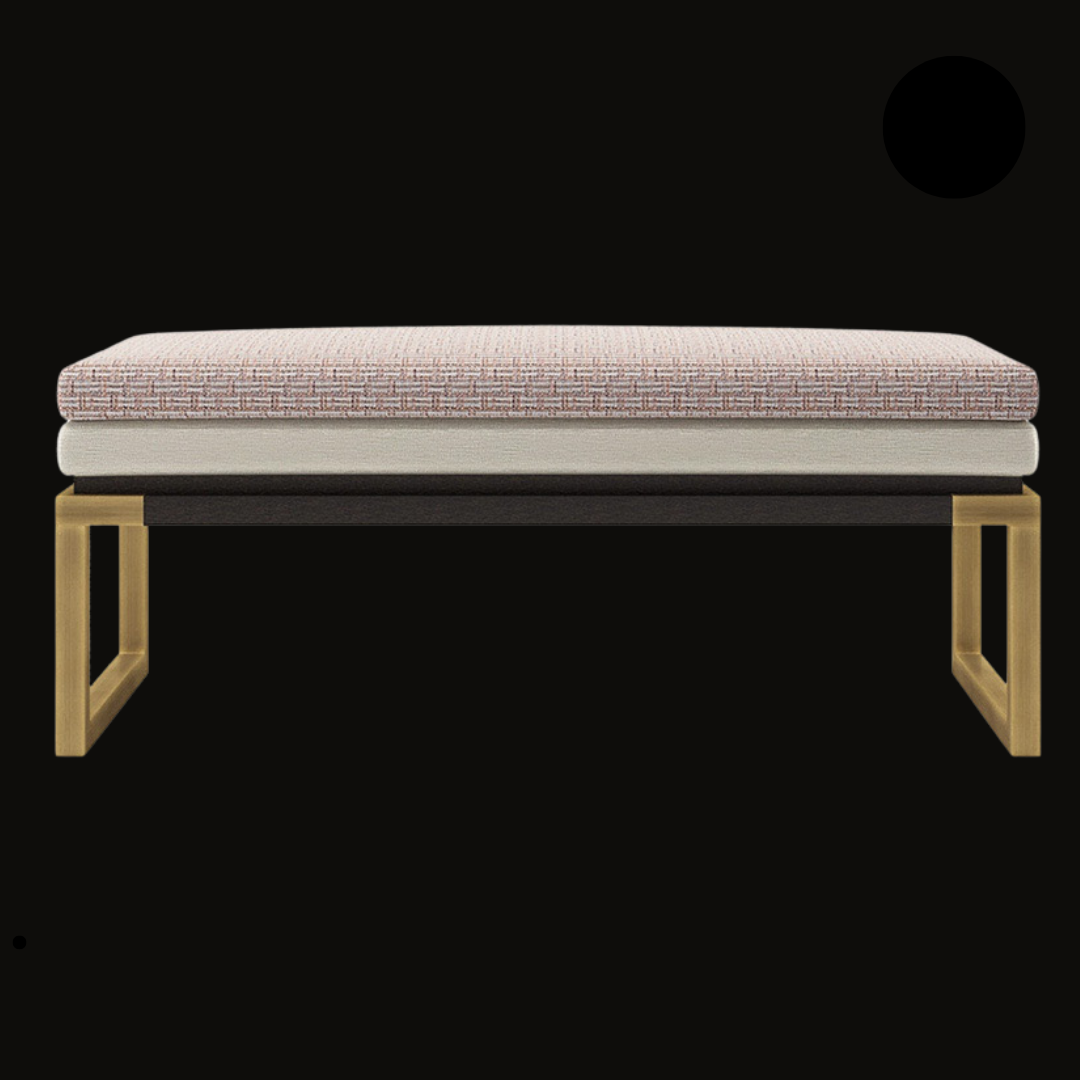 Modern Upholstered Bench with Geometric Metal Legs - Designer Bench for Living Rooms