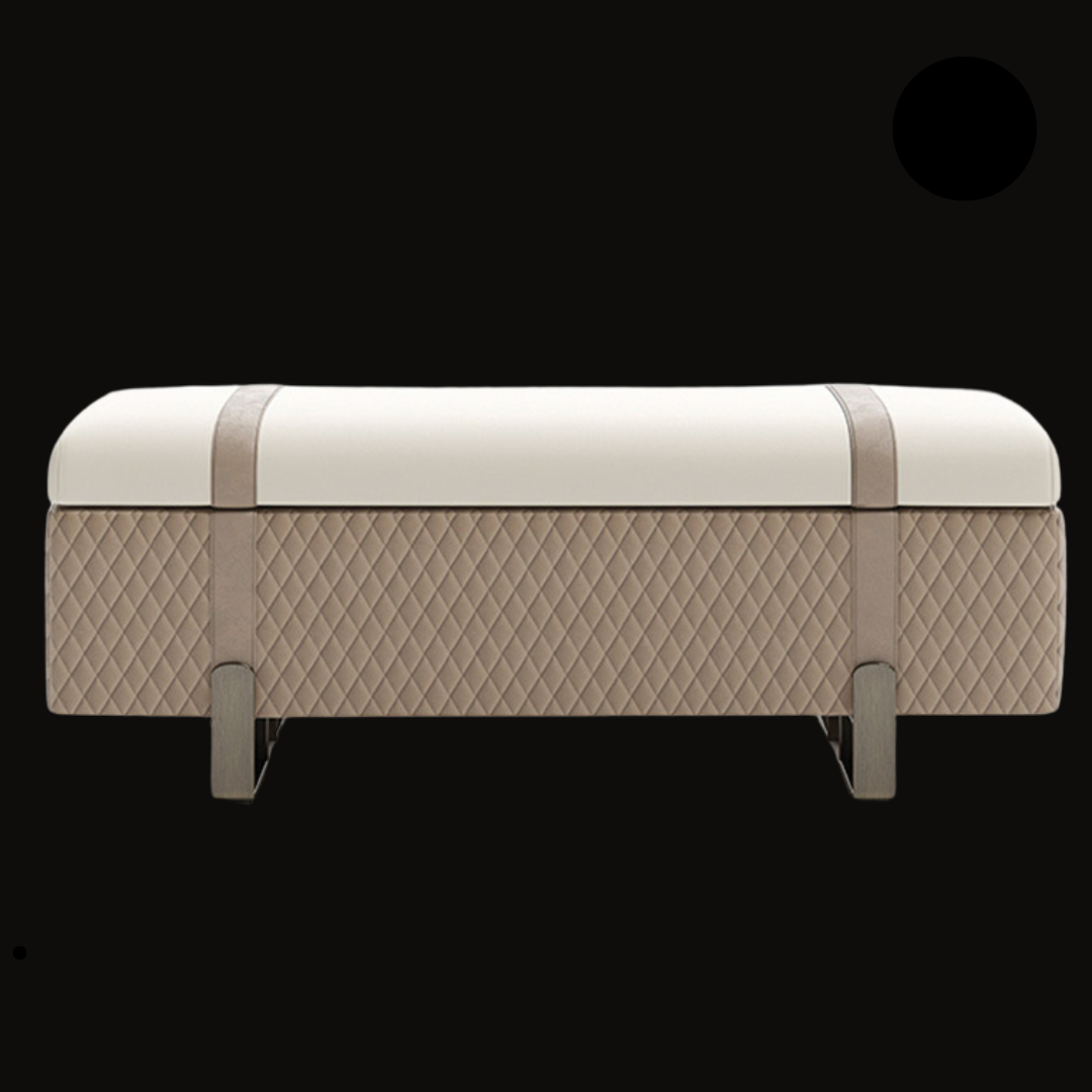 Quilted Upholstered Bench with Leather Accents - Luxury Seating for Modern Interiors