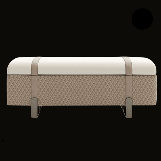 Quilted Upholstered Bench with Leather Accents - Luxury Seating for Modern Interiors - Provance Decoration