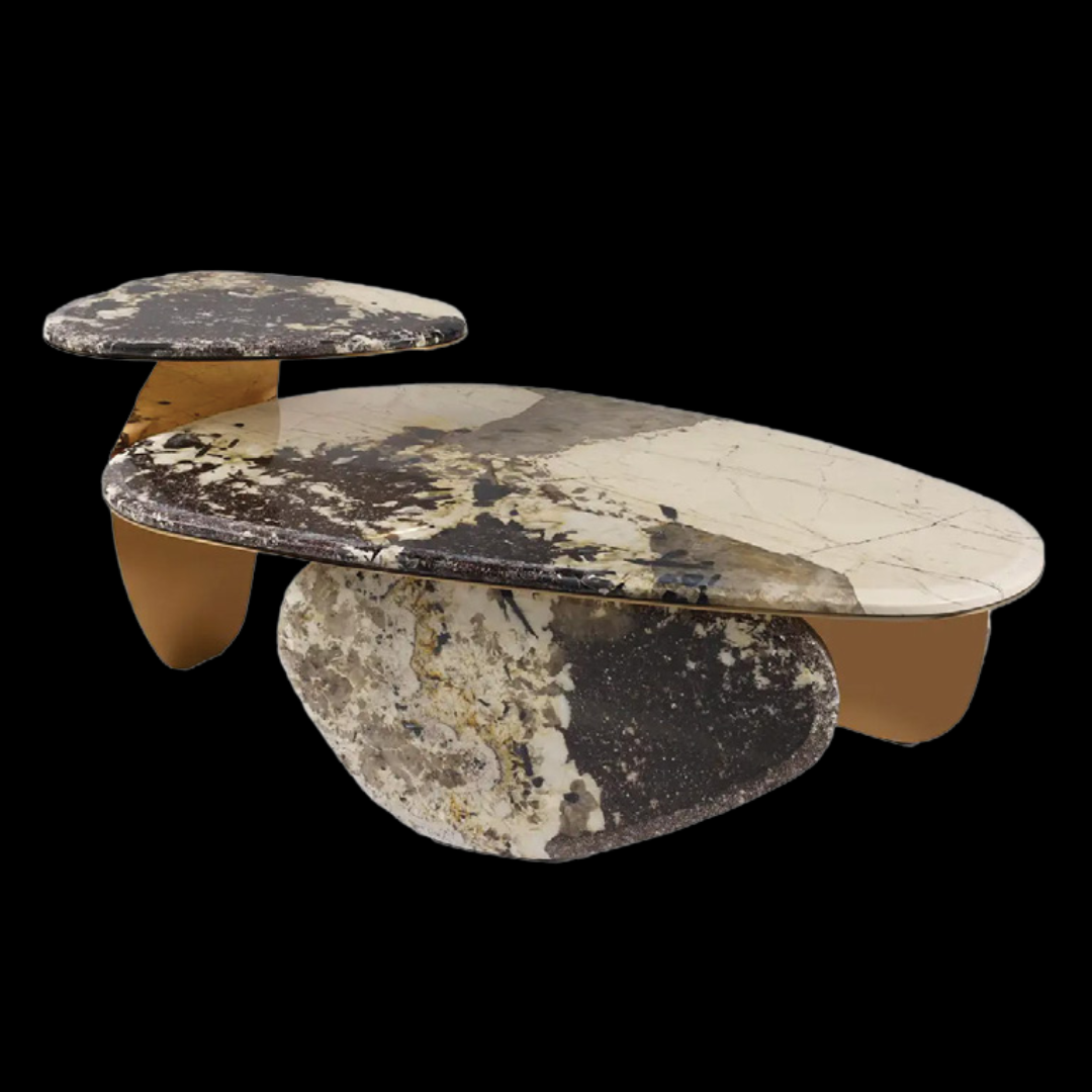 Contemporary Marble Coffee Table with Luxe Gold Accents | Provance