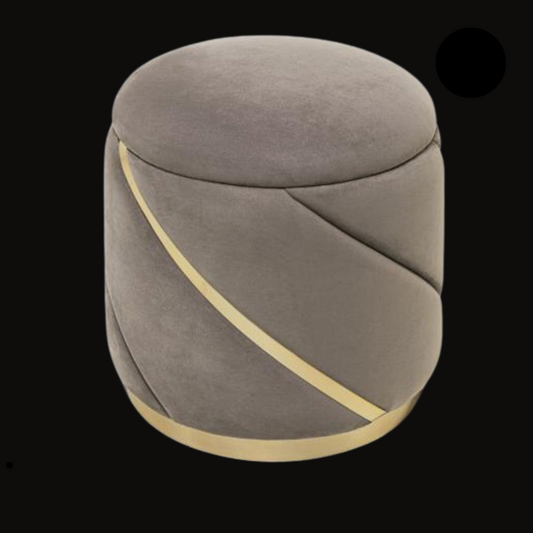 Luxury Upholstered Ottoman with Gold Accents