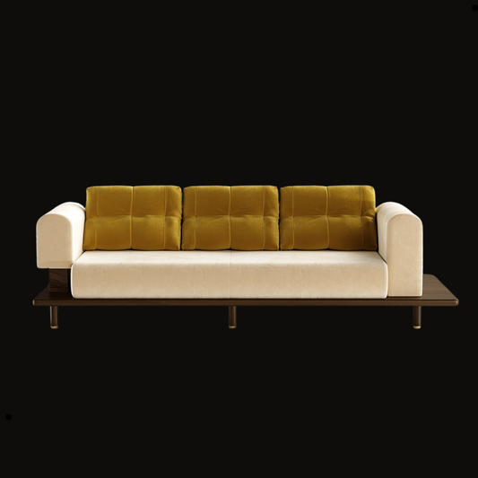 Modern Tufted Velvet Sofa with Wooden Base | Provance