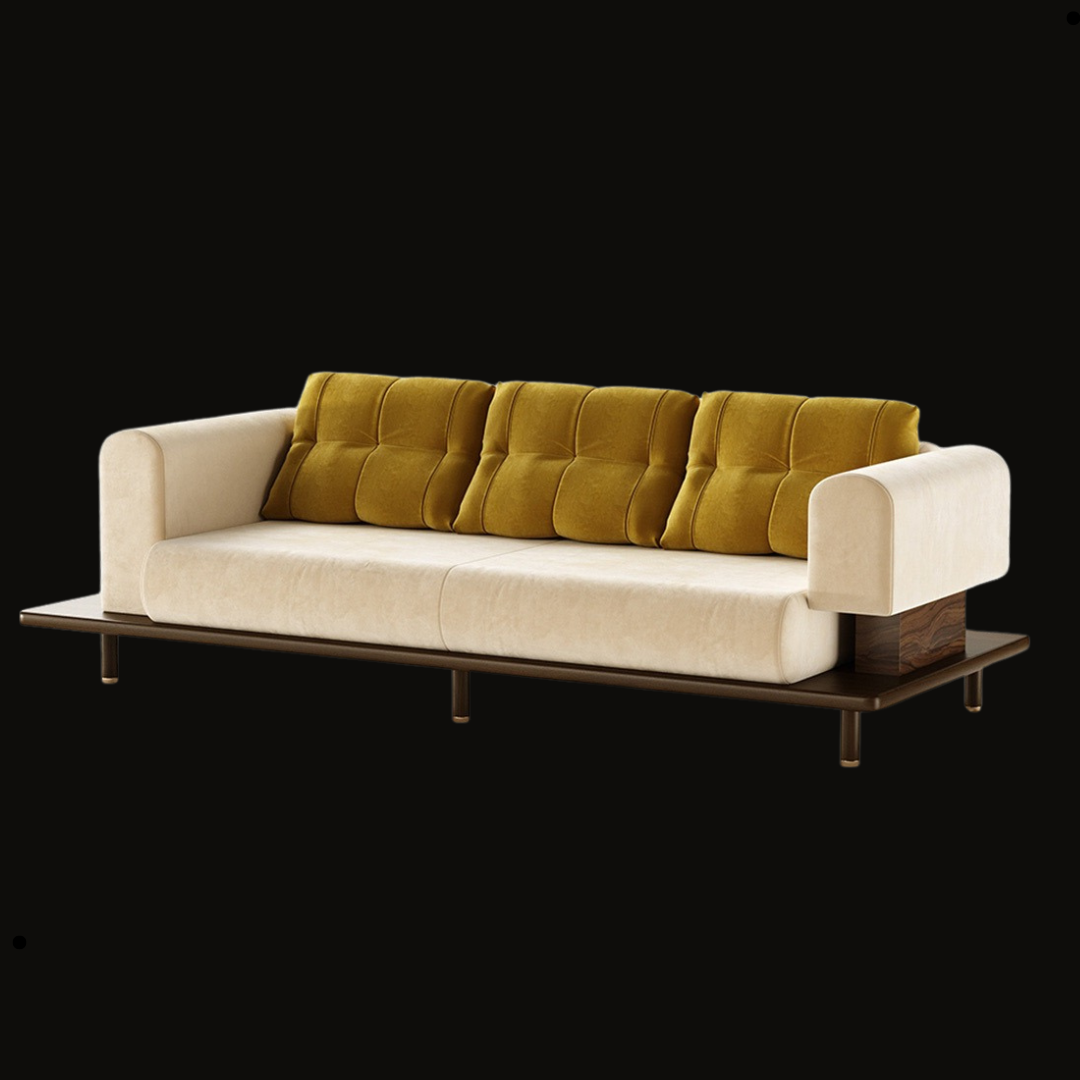 Modern Tufted Velvet Sofa with Wooden Base | Provance