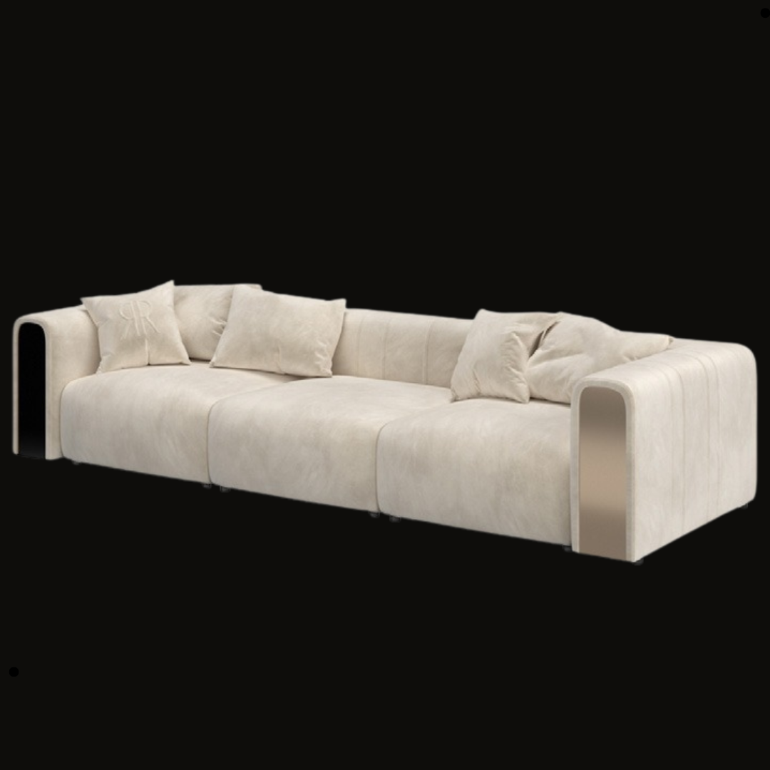 Modern Beige Sofa with Metal Accents | Provance