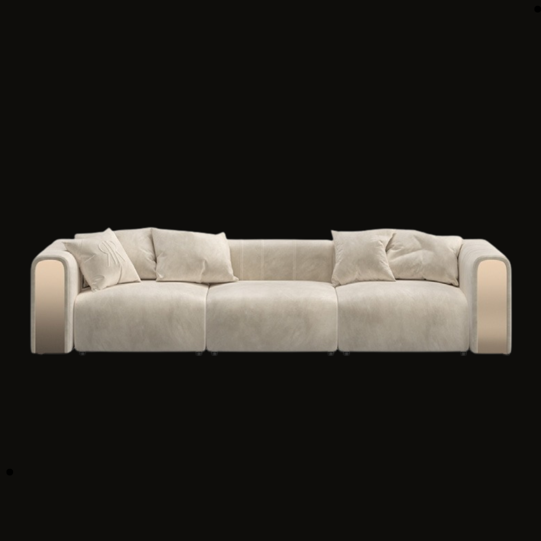 Modern Beige Sofa with Metal Accents | Provance