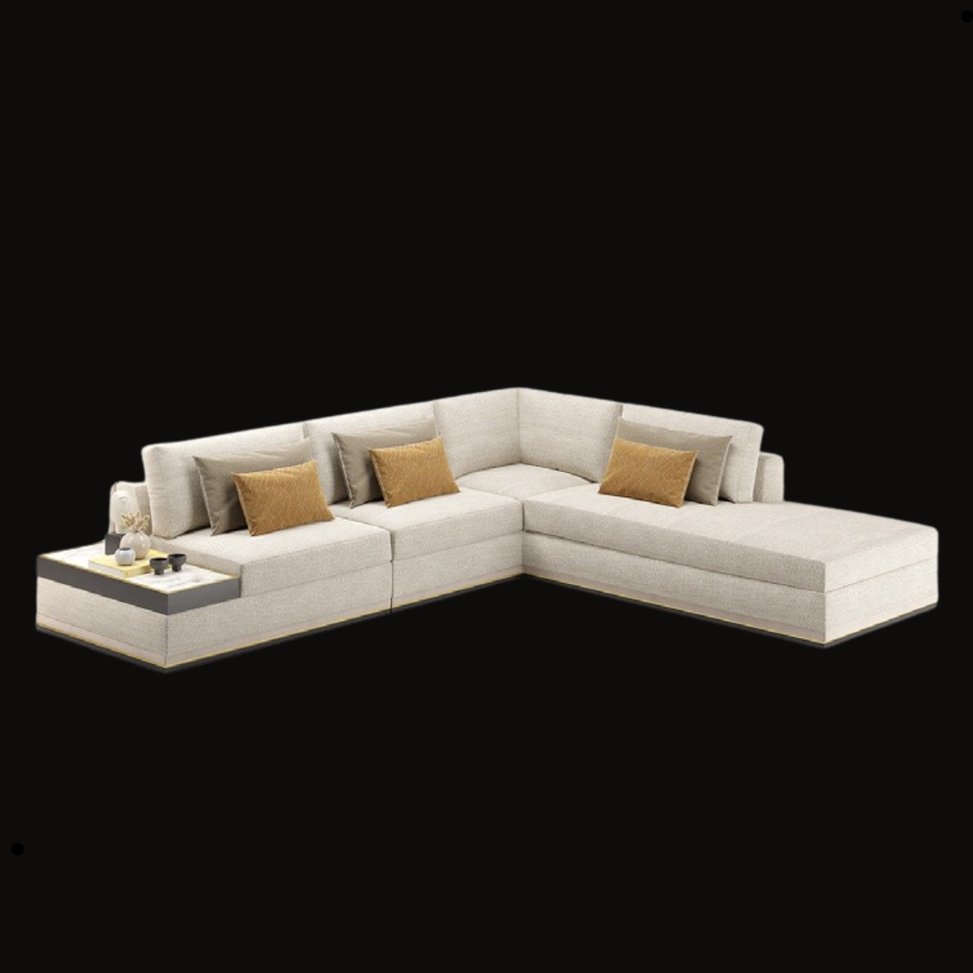 Modern Beige Sectional Sofa with Side Table | Provance