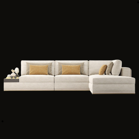 Modern Beige Sectional Sofa with Side Table | Provance