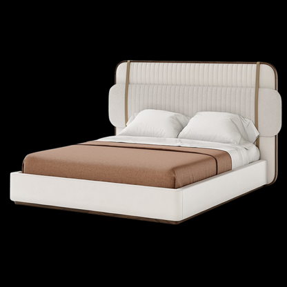 Modern Upholstered Bed with Headboard and Leather Straps | Luxury Bedroom Furniture