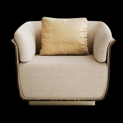 Luxurious Beige Fabric Armchair with Curved Arms | Provance