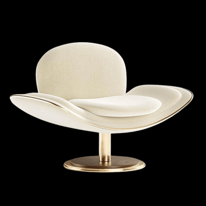 Modern White Swivel Armchair with Gold Base |Provance - Provance Decoration