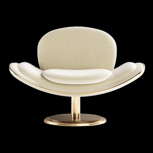 Modern White Swivel Armchair with Gold Base |Provance