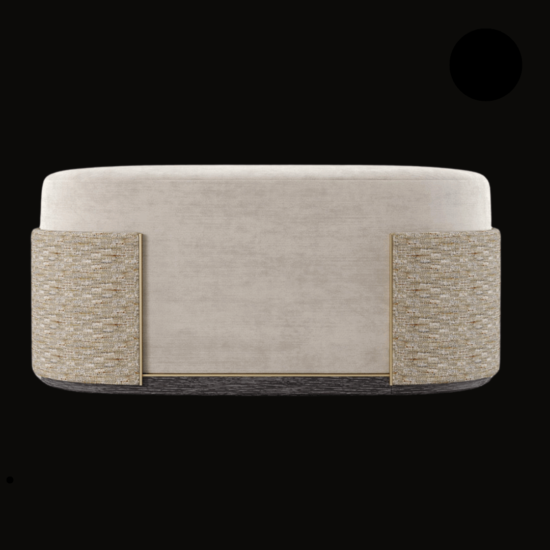 Round Upholstered Bench with Textured Accents | Modern Designer Bench ...