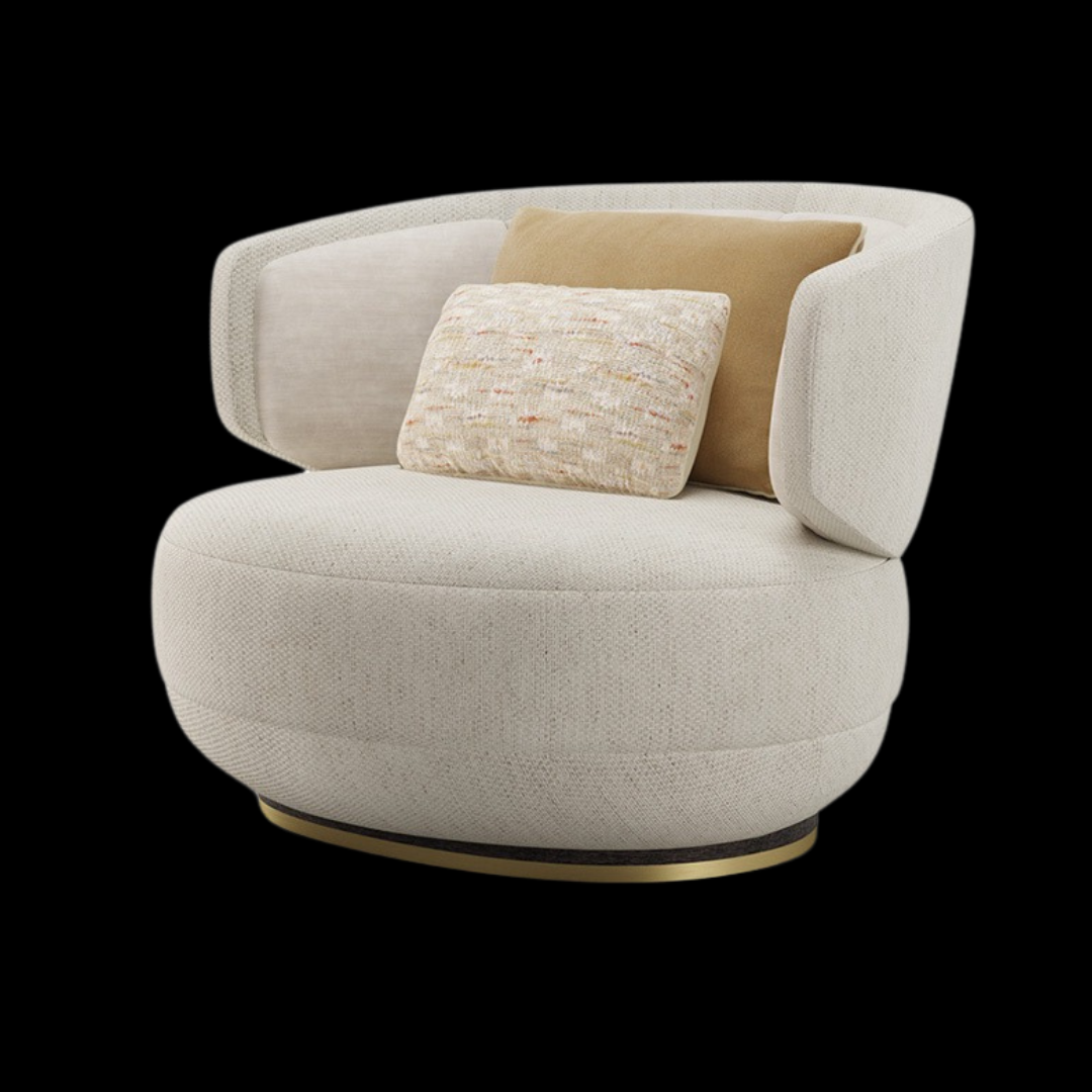 Modern Beige Swivel Armchair with Cushions | Provance