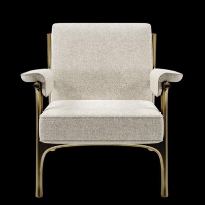 Modern Beige Armchair with Brass Frame |Provance