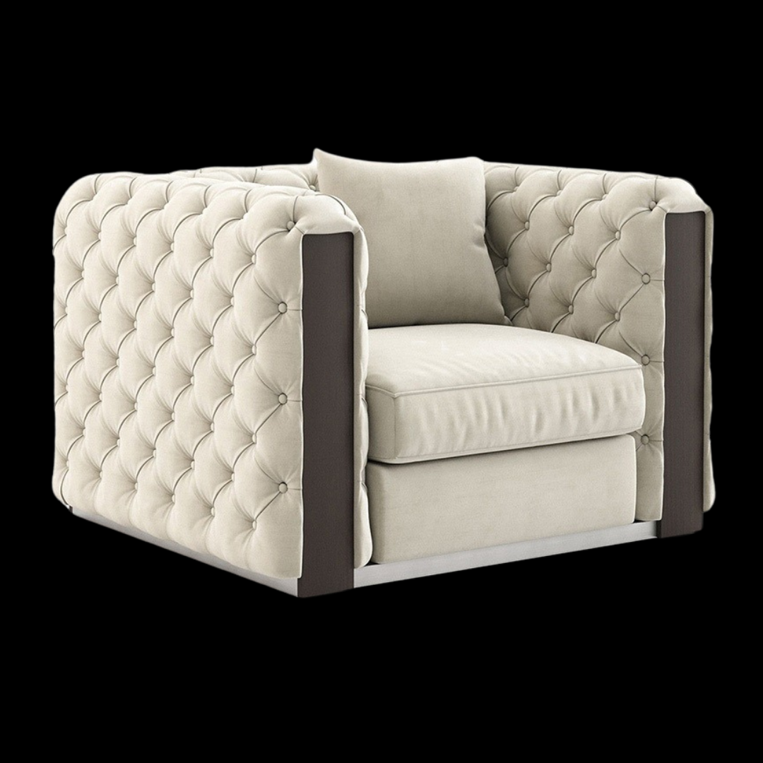 Modern Beige Tufted Armchair | Provance