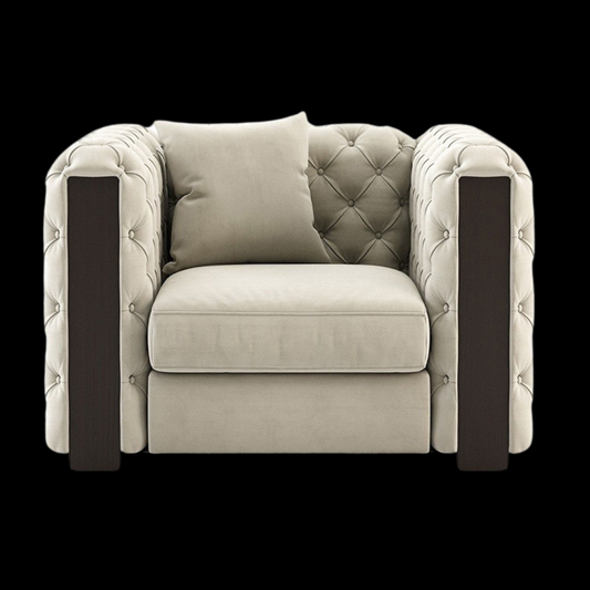 Modern Beige Tufted Armchair | Provance