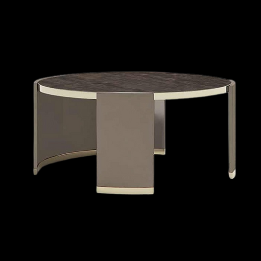 Modern Round Coffee Table with Sleek Metal Accents