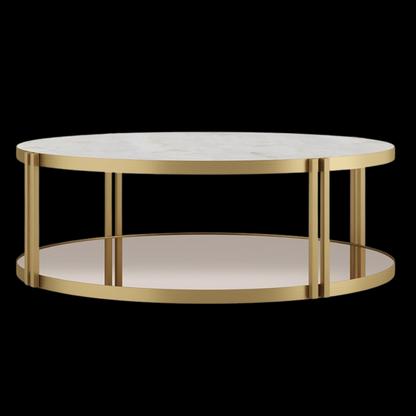 Round Coffee Table with Gold Base and Marble Top | Provance