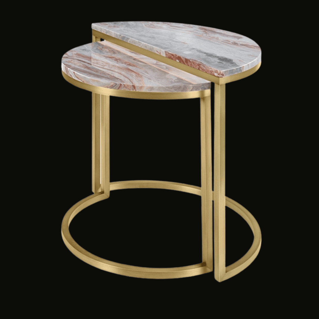 Stainless Steel and Marble Side Table Set - Provance Decoration