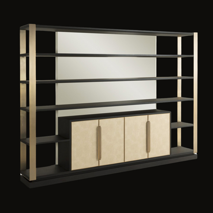 Contemporary Mirror-Back Shelving Unit – SU-051