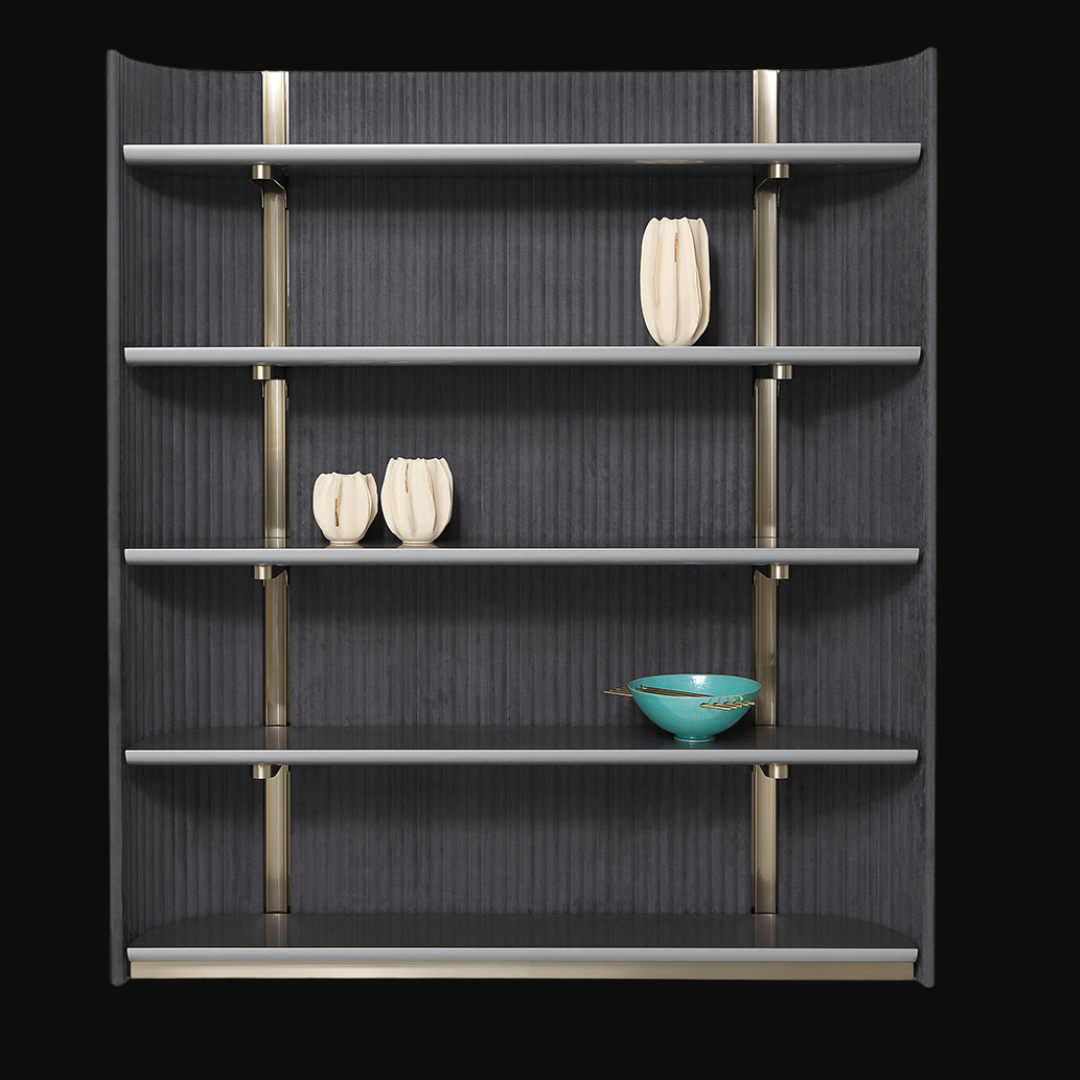 Luxury Vertical Shelving Unit with Brass Accents – SSU-035