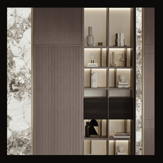 Modern Wall Cladding with Integrated Storage and LED Backlighting – WC-016 - Provance Decoration